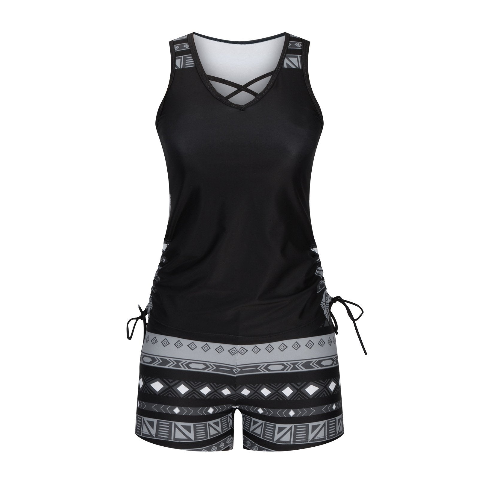 Women's Tummy Control Tankini Set with Built-In Bra – Flattering Boho Swimwear with Shorts💝