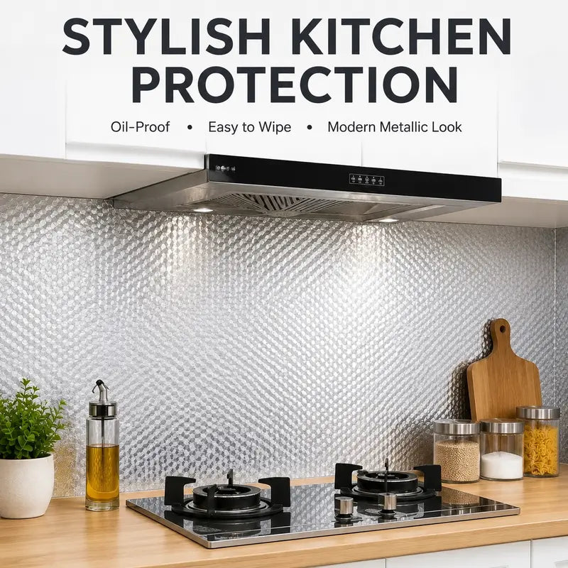 🎁Last Day Promotion 49% OFF🔥Kitchen Peel and Stick Wallpaper Backsplash Waterproof Kitchen Stickers - Silver / Buy 1