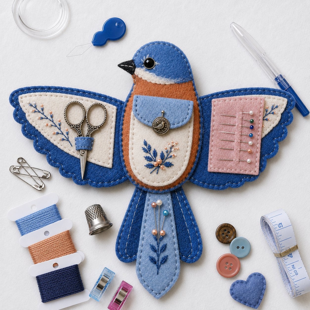 🐦 Bird-Shaped Felt Sewing Organizer DIY Kit
