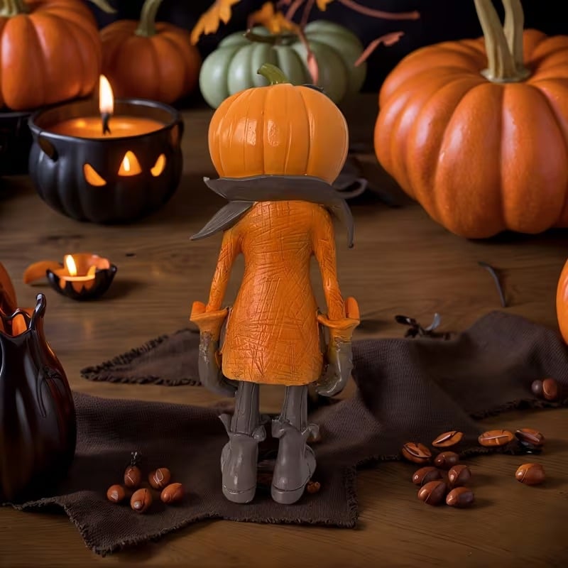 🎁✨️Only $38.98 This Week🌟🎃 Halloween Pumpkin Man Figurine – 👻Whimsical Autumn Tabletop Décor