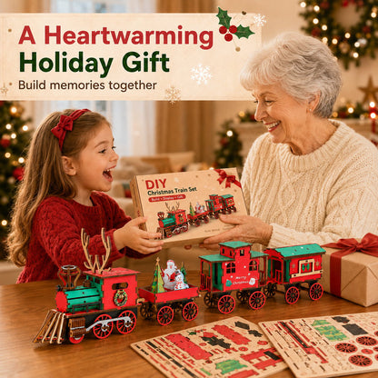 🎄LAST DAY 50% OFF – 🚂DIY Christmas Wooden Train Set – Festive 3D Assembly Puzzle & Holiday Decoration