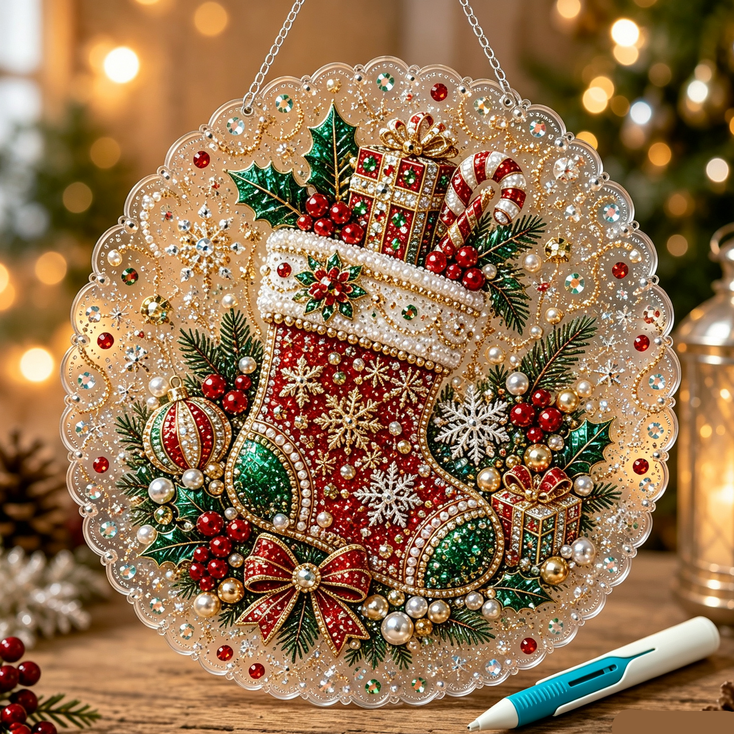 🎄 LIMITED TIME！！ 49% OFF – ✨ 🎄 Christmas Pearl Diamond Art Ornament Kit – DIY Handmade Holiday Hanging Decor 🎅💎