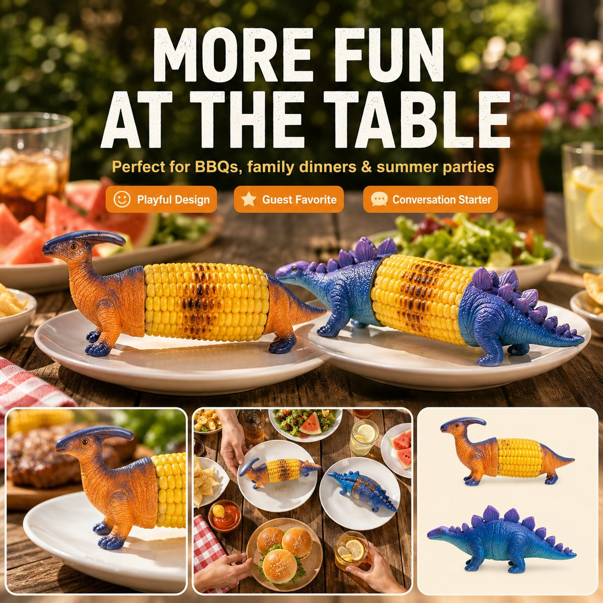 🔥Last Day Promotion🦖 Dino Bite Corn Holders🌽Turn Ordinary Corn Into The Most Fun Thing On The Table🧒