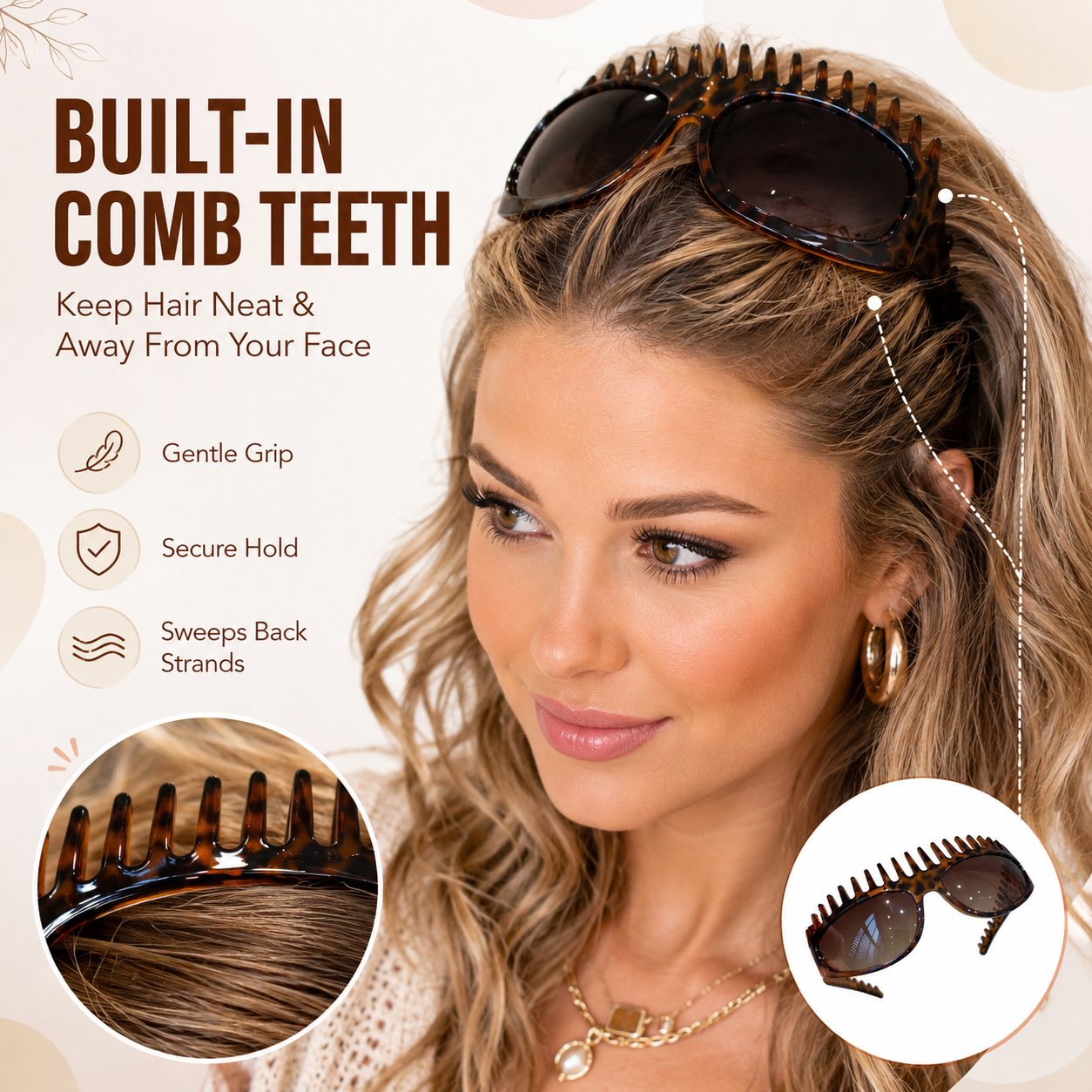 ⭐️Last Day 50% OFF😎 2-In-1 Tortoiseshell Headband Sunglasses – Stylish Shade & Hair Control in Seconds