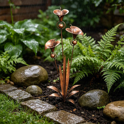 🏡Three Calla Lilies Garden Stake with Bells