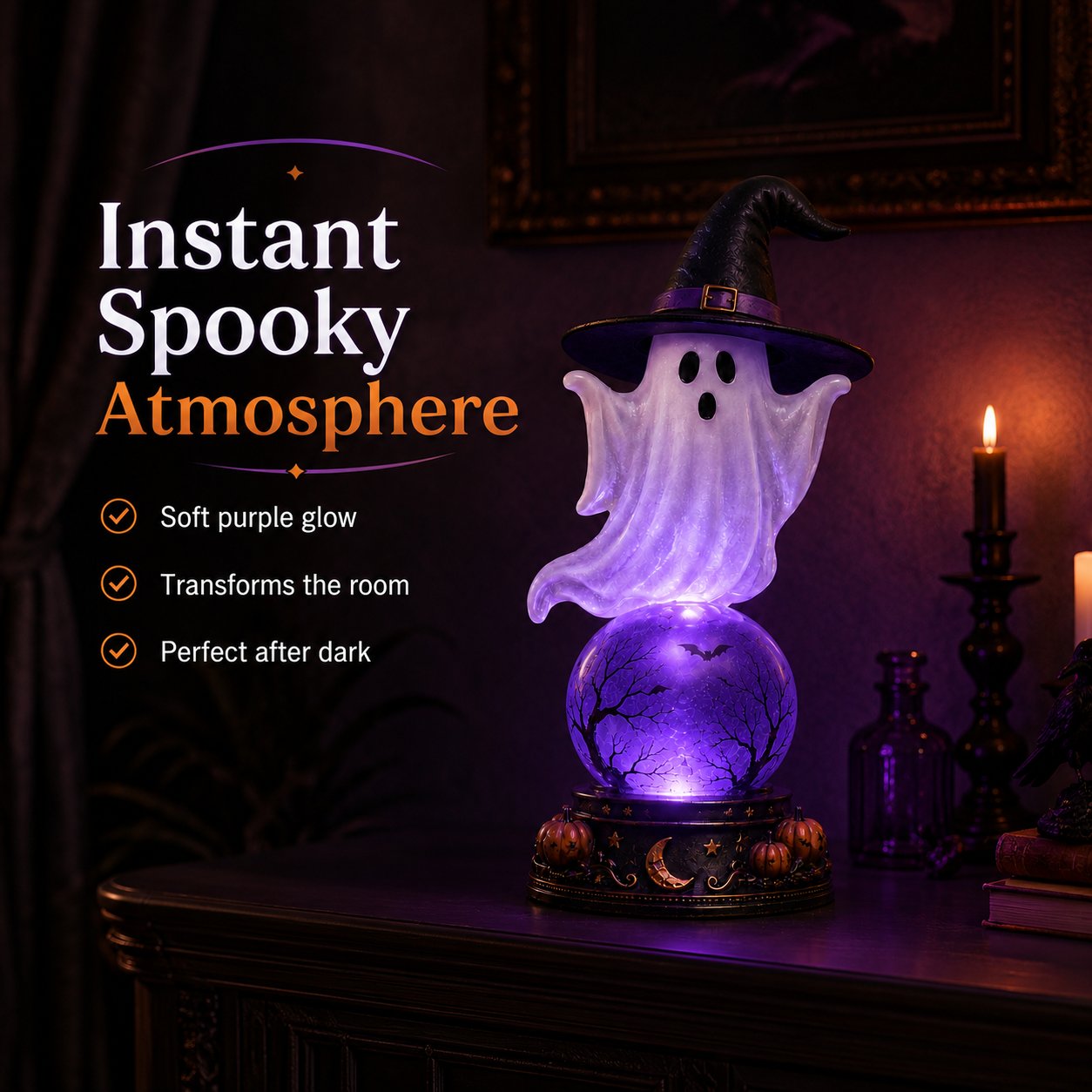 🎃Early Purchase - 50% OFF Now👻Halloween Raven Crystal Ball Lighted Decor