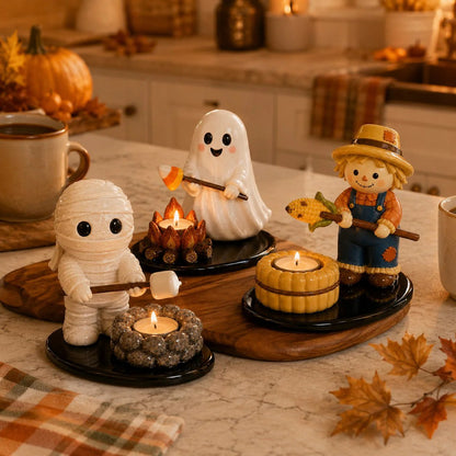 🔥LAST DAY 51% OFF🍂👻Halloween Campfire Tealight Holder ✨– Cozy Spooky Tabletop Décor