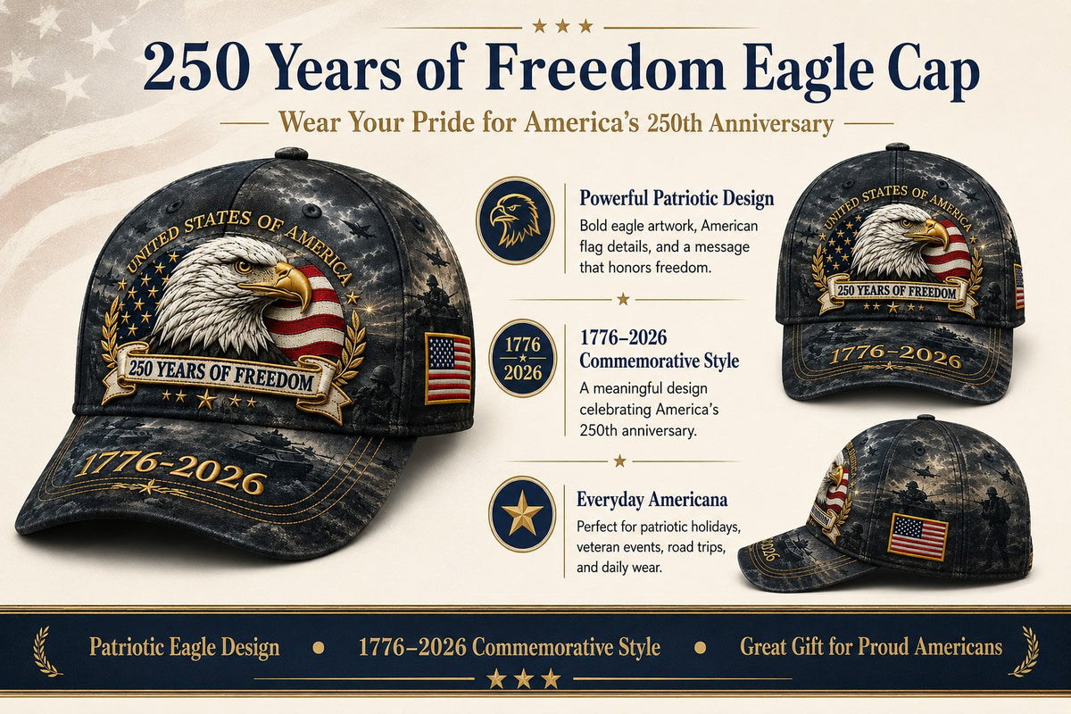 ✨250 Years of Freedom Eagle Cap | Patriotic Vintage Baseball Hat – 1776–2026 American Tribute Edition