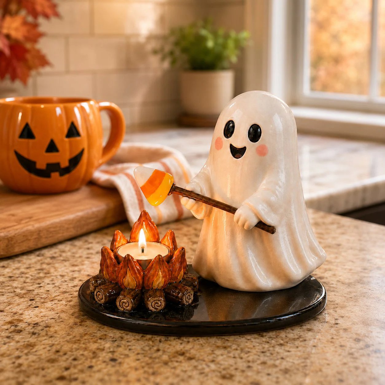 🔥LAST DAY 51% OFF🍂👻Halloween Campfire Tealight Holder ✨– Cozy Spooky Tabletop Décor