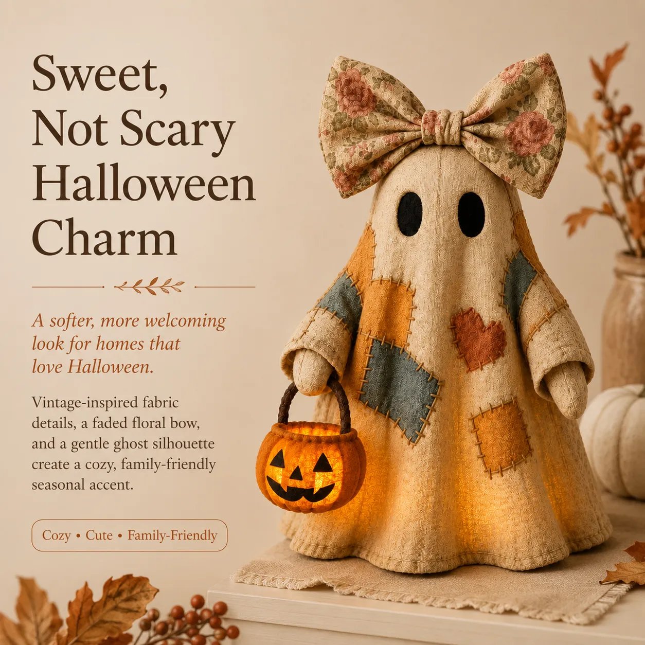 🎃LIMITED-TIME OFFER – Lighted Vintage Patchwork Ghost ✨