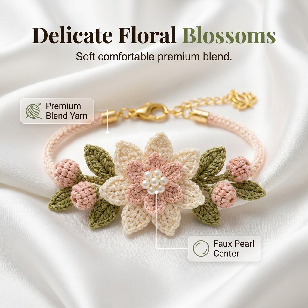 🌿🌸 DIY Nature-Inspired Crochet Bracelet Kit – Create Beautiful Handmade Floral Bracelets