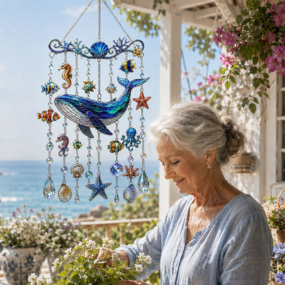 🌊 Sparkling Ocean Suncatcher – Dolphin, Whale & Sea Turtle Hanging Decor ✨