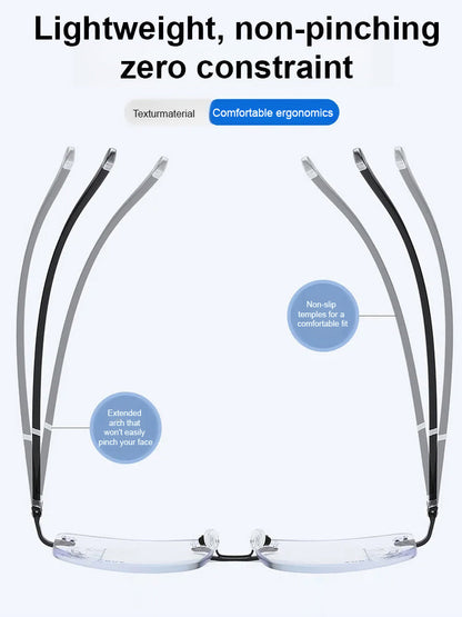 ❤️‍🔥Metal frameless trimmed high-end reading glasses👓️,imported materials,Limited-time sale 50% Off