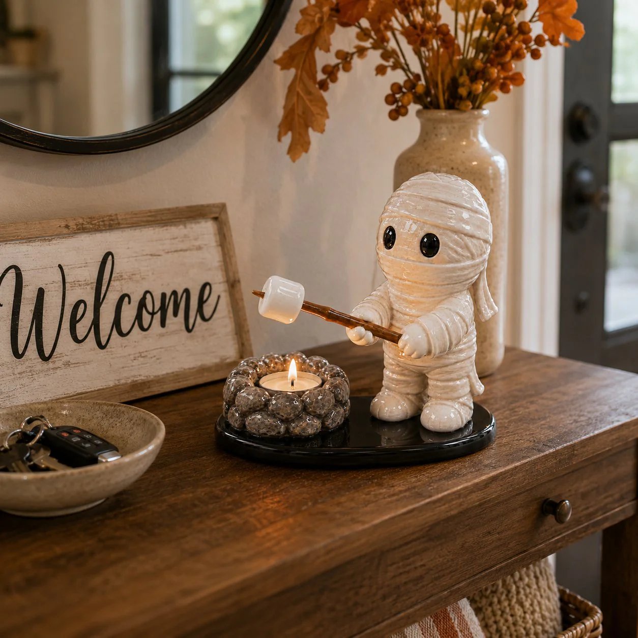 🔥LAST DAY 51% OFF🍂👻Halloween Campfire Tealight Holder ✨– Cozy Spooky Tabletop Décor