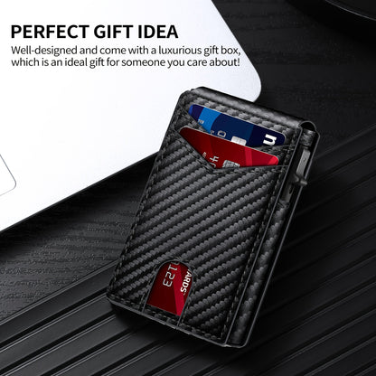 Minimalist Men's Slim Wallet: 9 - 13 Cards, Money Clip, ID Window. RFID - Blocking, Aluminum Bifold Pop - Up