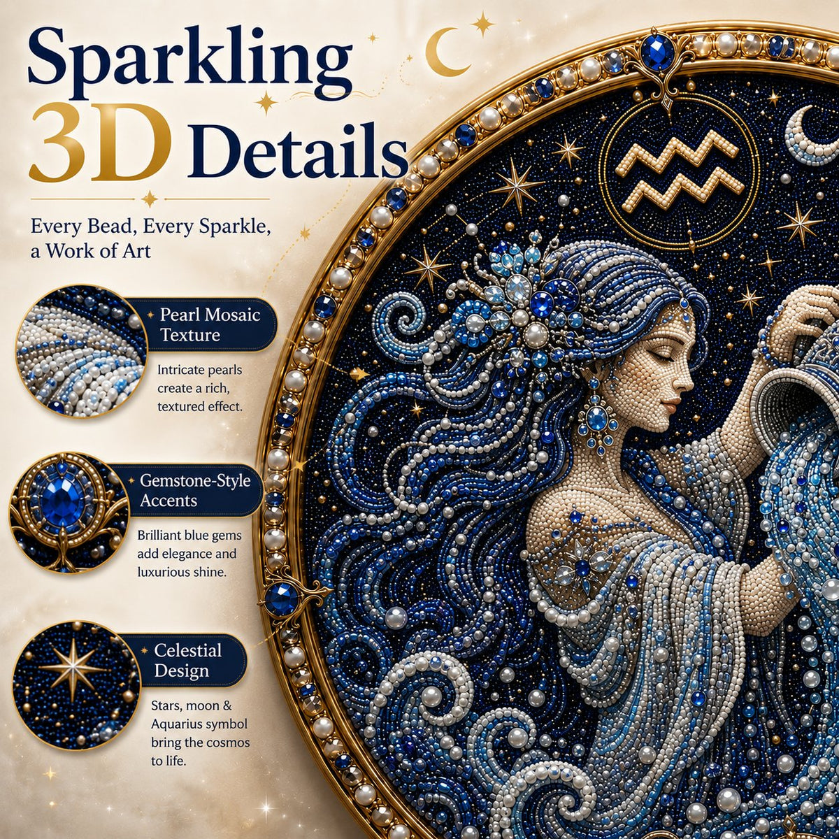 🔥 Last Day 49% OFF - 💎 12 Zodiac Signs Pearl Art Kit ♈💫 Bring Every Zodiac Sign to Life with Pearls