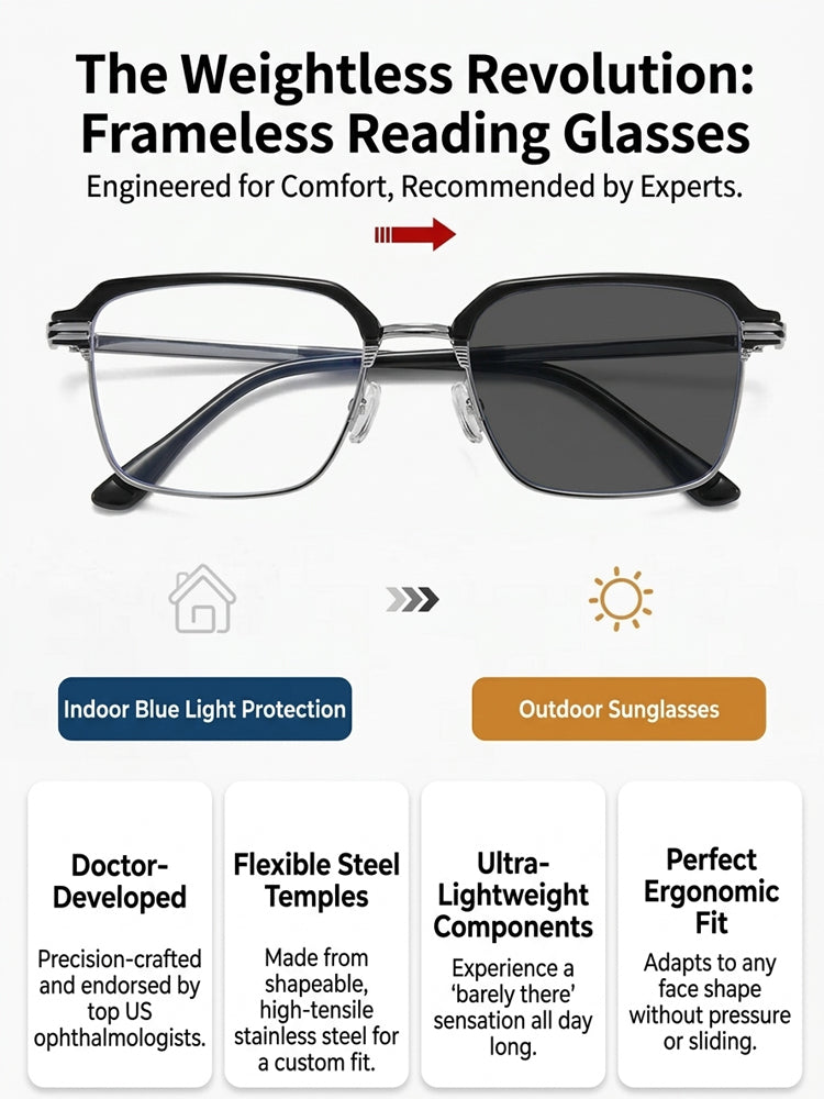 ✨Limited-Time Sale-50% Off👓Automatic zoom light-sensing transition lenses for anti-blue light presbyopia glasses