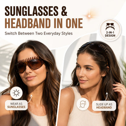 ⭐️Last Day 50% OFF😎 2-In-1 Tortoiseshell Headband Sunglasses – Stylish Shade & Hair Control in Seconds