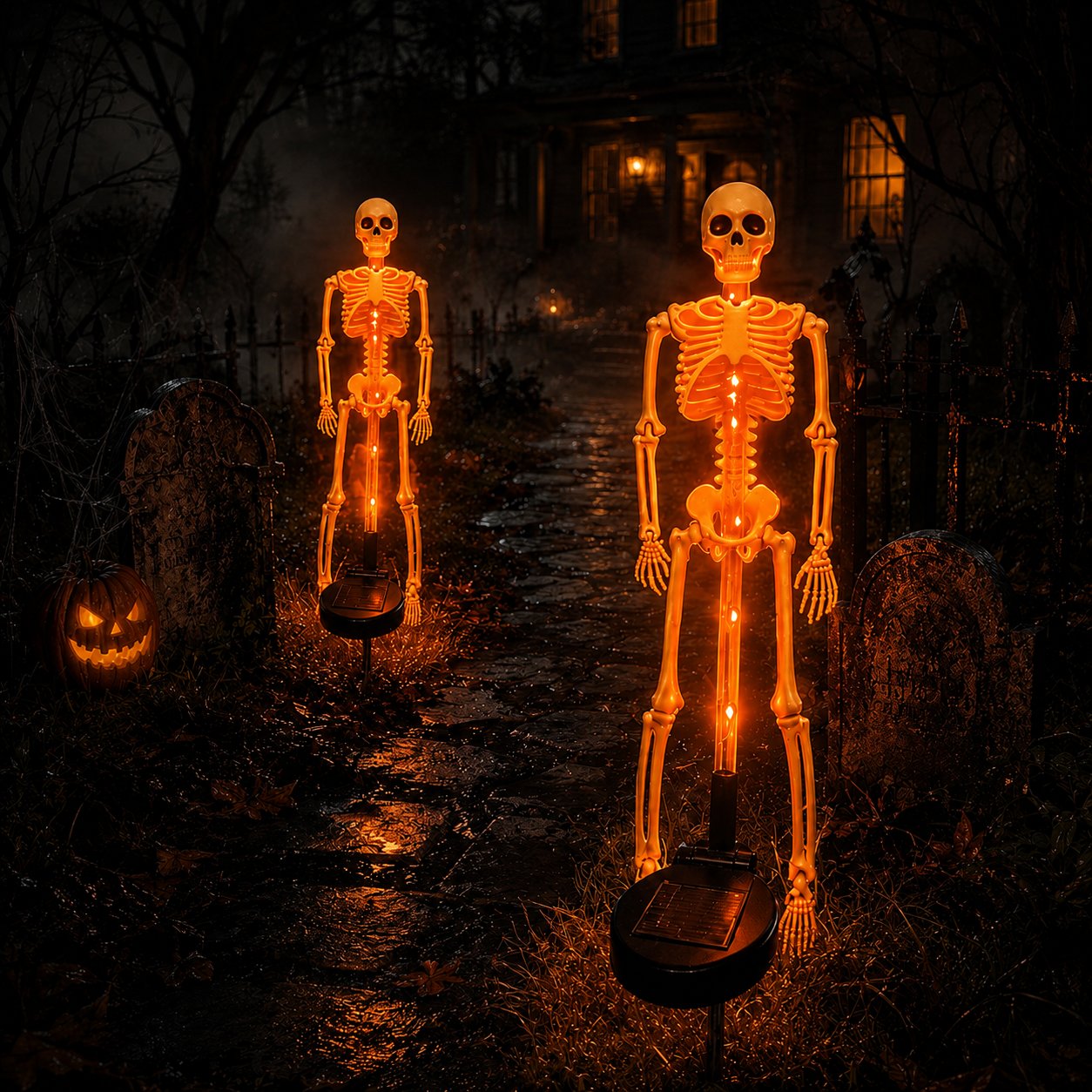 🔥HOT SALE💜💀 Solar Skeleton Yard Stake – Spooky Halloween Outdoor Light Decoration