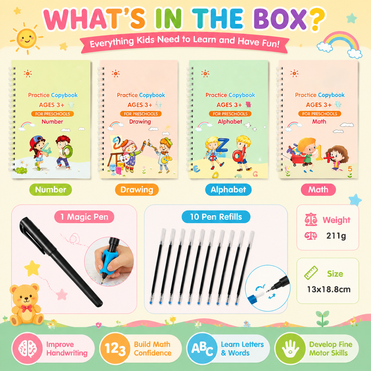 Kids Practice Copybook Set (4Pcs/Set)