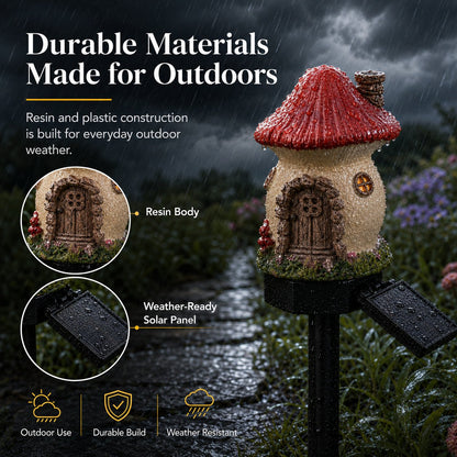 🌙✨✨Solar Mushroom Cottage Garden Light – Warm Fairy-Tale Glow for Flower Beds