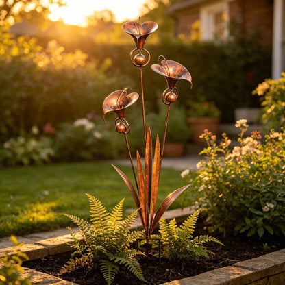 🏡Three Calla Lilies Garden Stake with Bells