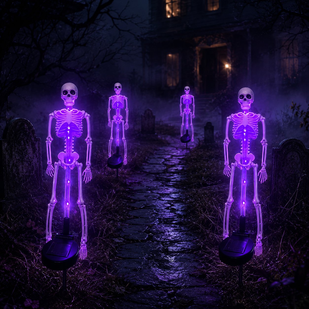 🔥HOT SALE💜💀 Solar Skeleton Yard Stake – Spooky Halloween Outdoor Light Decoration