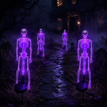 🔥HOT SALE💜💀 Solar Skeleton Yard Stake – Spooky Halloween Outdoor Light Decoration