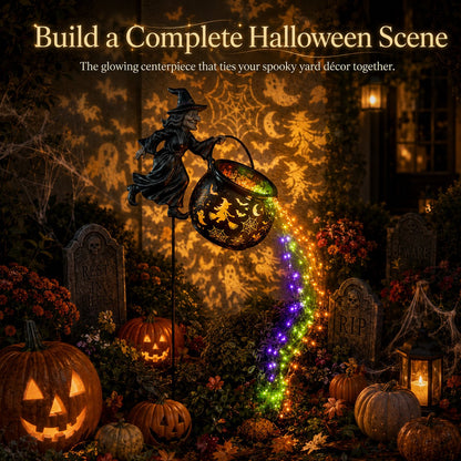 🎃 Halloween Witch Cauldron Solar Garden Light - 🧙Magical Outdoor Halloween Décor