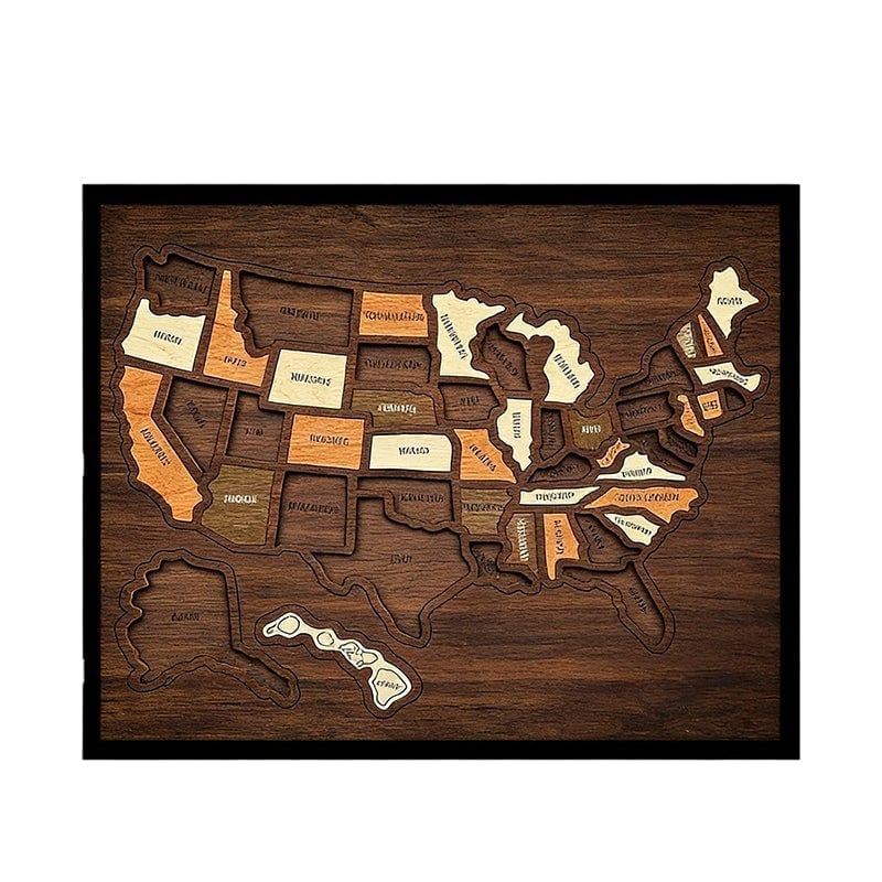 🎁LAST DAY Promotion-Wooden USA Map Puzzle 🗺️🔥
