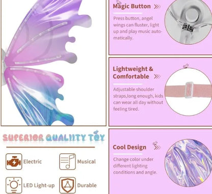 Glowing Fairy Wings For Girls Pretend Play Dress-up toys , Butterfly Wings for 3+ year Years Girls, Fun Play, Fancy Toy for Kids Halloween, Christmas Birthdays gift