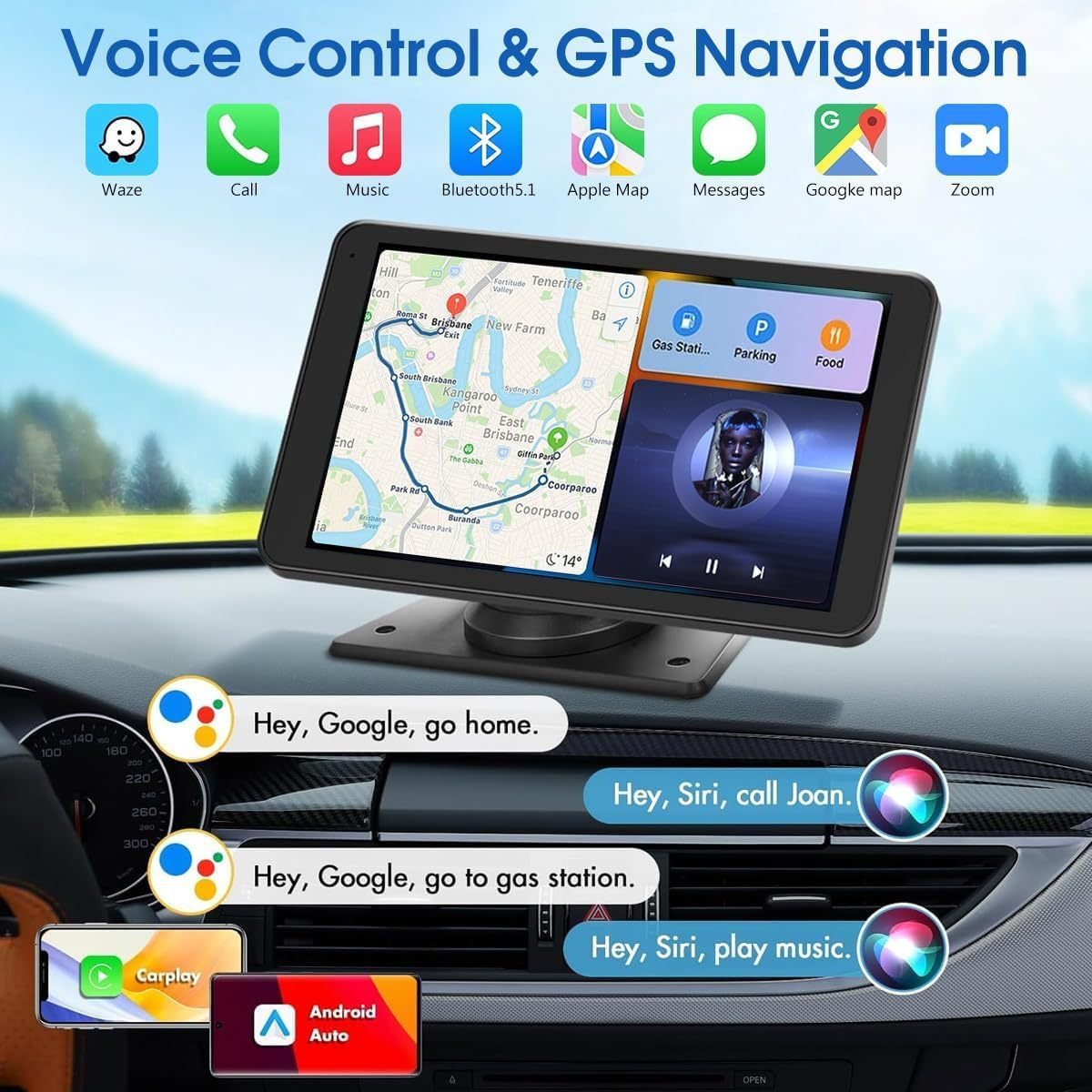 2026 Upgraded Wireless CarPlay Screen for Andriod & Iphone