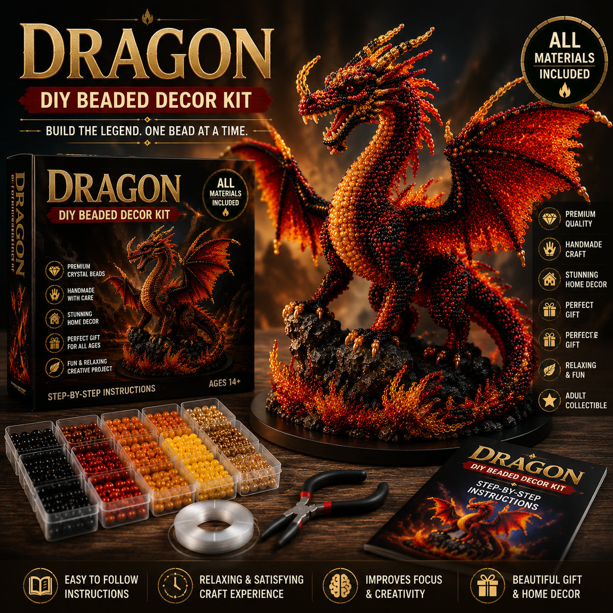 Phoenix&Dragon DIY Beaded Decor Kits - Rise. Reborn. Legendary