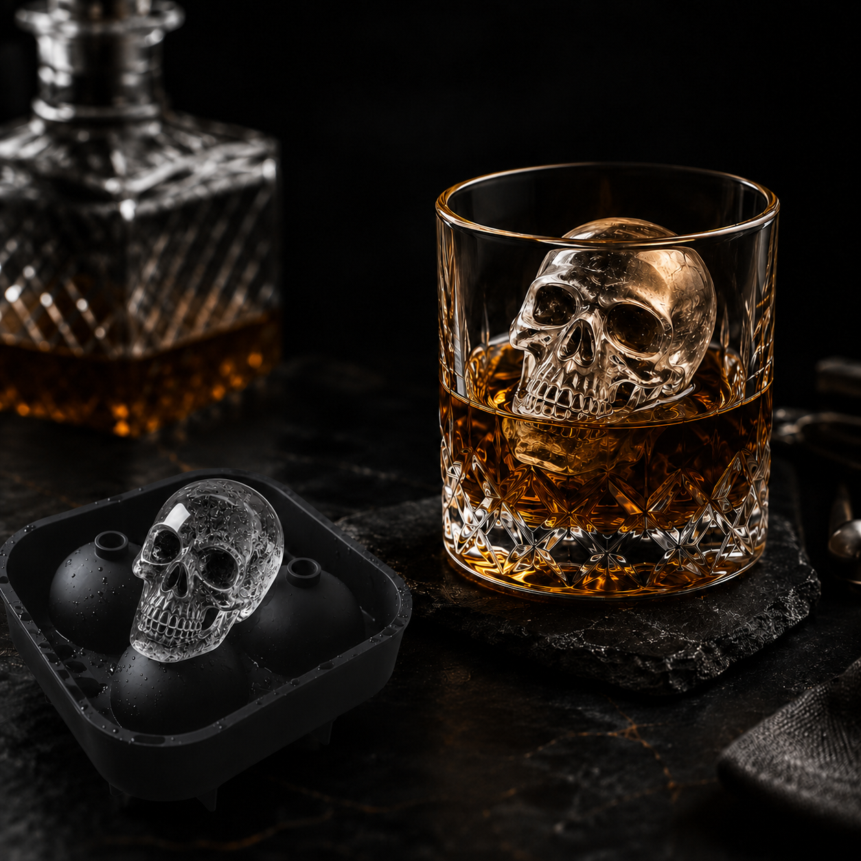 🥳2026 HOT SALE💀🧊 50% OFF! DIY Silicone Skull Ice Cube Tray – Giant slow-melt skull for whiskey, cocktails & more✨