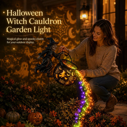 🎃 Halloween Witch Cauldron Solar Garden Light - 🧙Magical Outdoor Halloween Décor