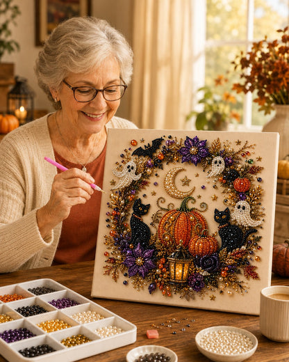 🔥 Up To 60% OFF Sale👻Halloween Pearl Art DIY Kit – Turn Tiny Pearls into Spooky-Cute Magic🧙