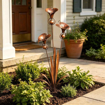 🏡 Three Blue Bellflower Garden Stakes with Bells — Lawn & Garden Decor