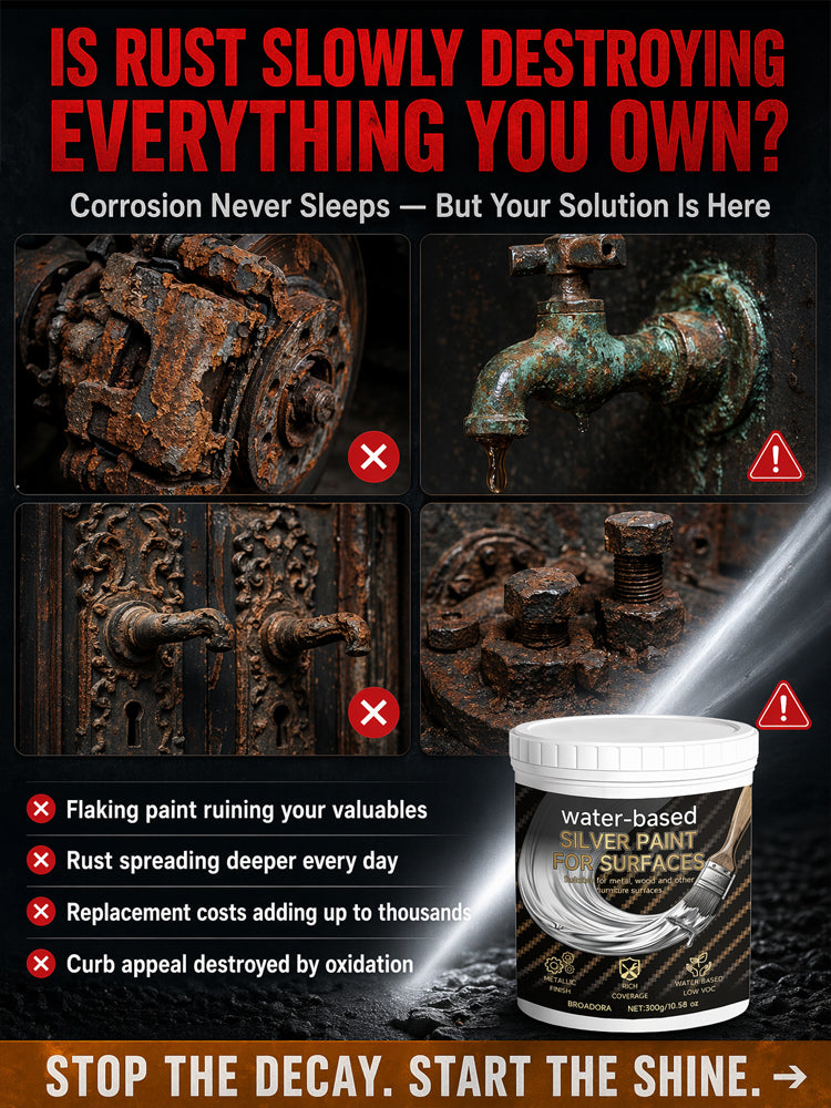 [Silver paint identical to that used by the shipyard] ✨ Water-Based Metallic Silver Paint | One-Coat Rust Eradicator & Mirror Finish | Low VOC & Safe Indoors 🛡️