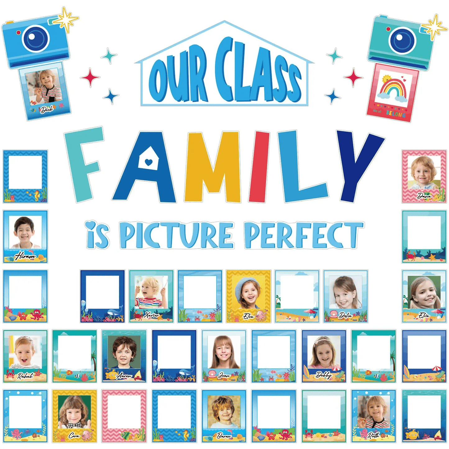 🏫"Our Class Is a Big Family" Photo-Frame Style Bulletin Board Decoration🎒