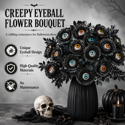 👁️ Creepy Eyeball Flower Bouquet – Gothic Halloween Artificial Floral Centerpiece for Home Décor