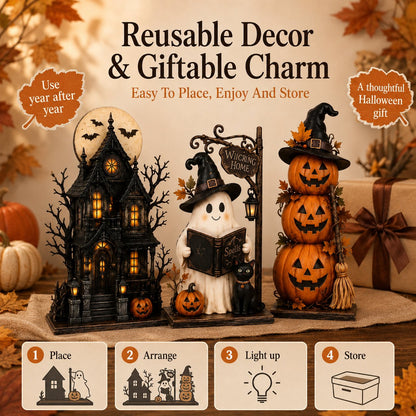🔥Last Day 49% OFF - 🧙🖤🎃 Enchanted Halloween Haunted House Light-Up Figurine Collection