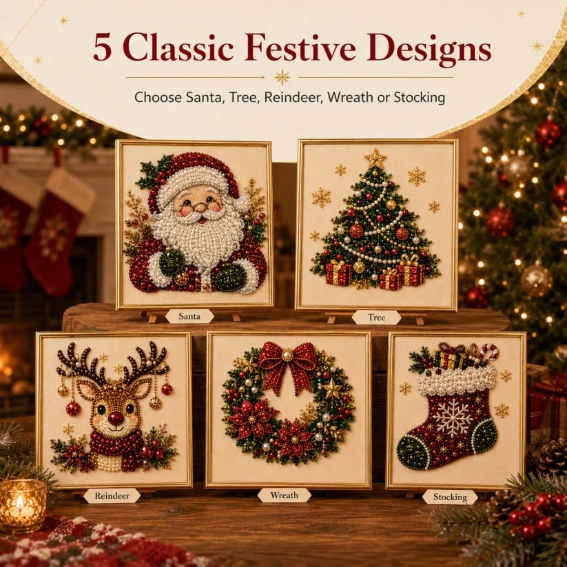 🧘Relaxing & Beginner Friendly -🌲DIY Pearl Diamond Painting Art  Christmas Series Kit