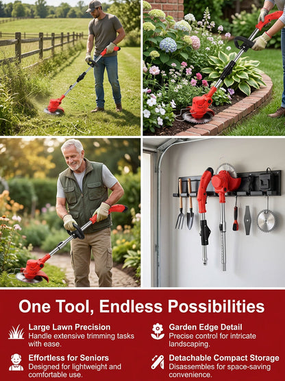 🌿 Lightweight Cordless Grass Trimmer – Quiet 9000 RPM Lawn Care Tool