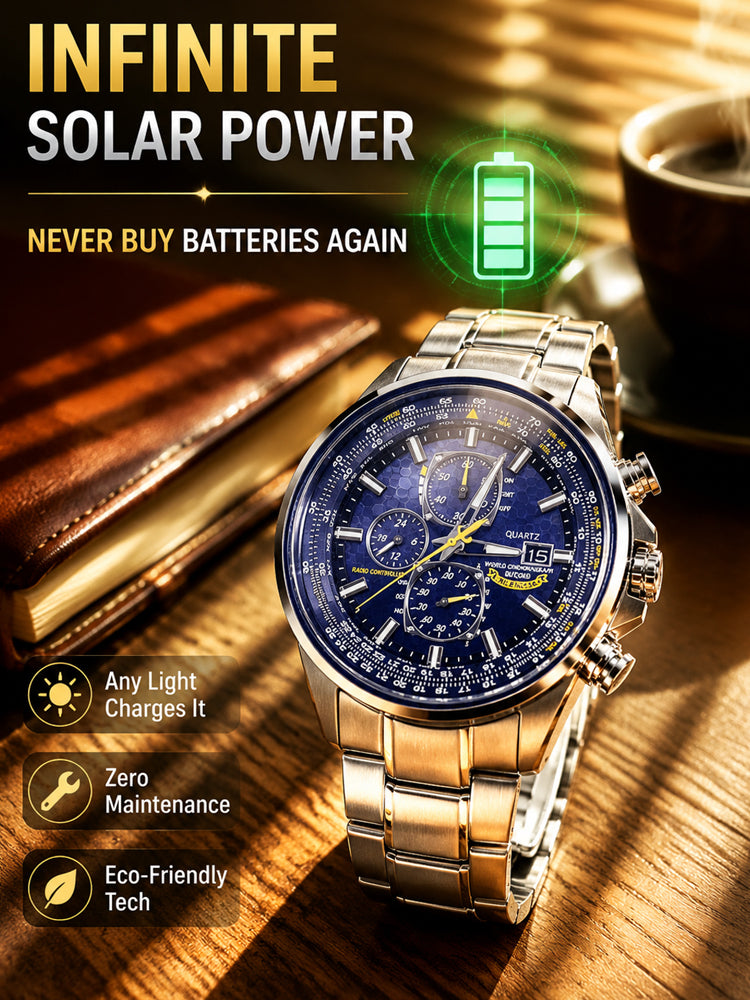 ⌚ Swiss Pilot Watch｜Authentic Swiss‑handcrafted, microscope‑calibrated movement, lifetime‑no‑replace solar movement, professional 20ATM waterproof 💧