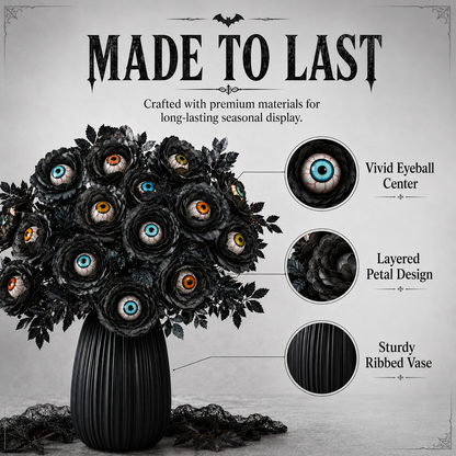 👁️ Creepy Eyeball Flower Bouquet – Gothic Halloween Artificial Floral Centerpiece for Home Décor
