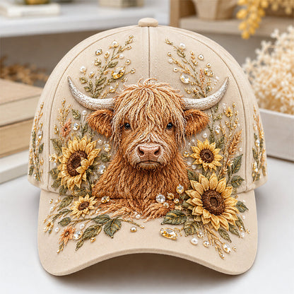 🔥 Last Day 49% OFF – 🦬✨ 3D Highland Cow Printed Cap