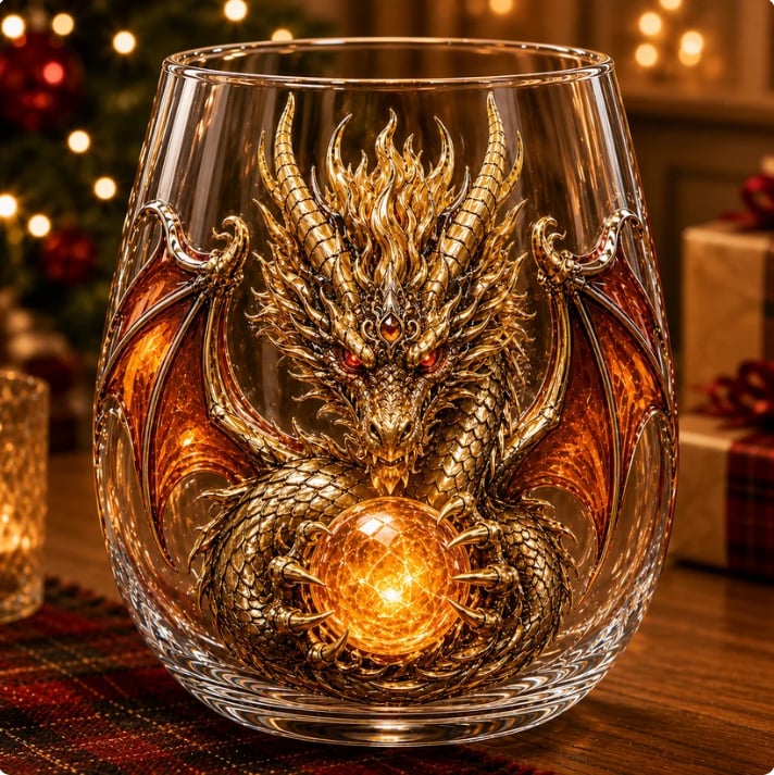 🐉✨3D Mythic Dragon Glass Art Cup | Luxury Raised Fantasy Glassware for Whiskey, Home Bar Décor & Legendary Gifts