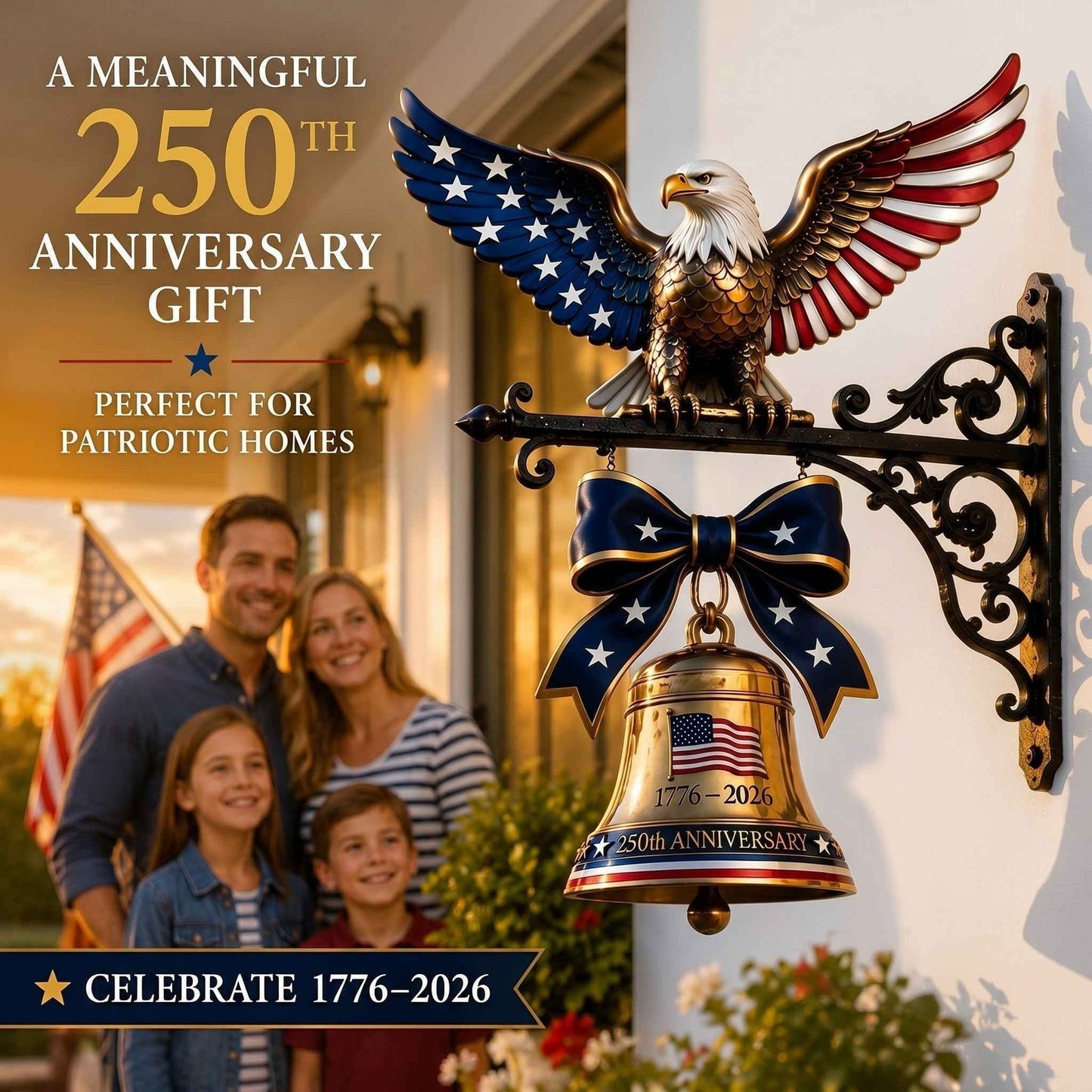 🔔 Commemorative Eagle Bell | Vintage Cast Iron Bracket | Handcrafted Detail