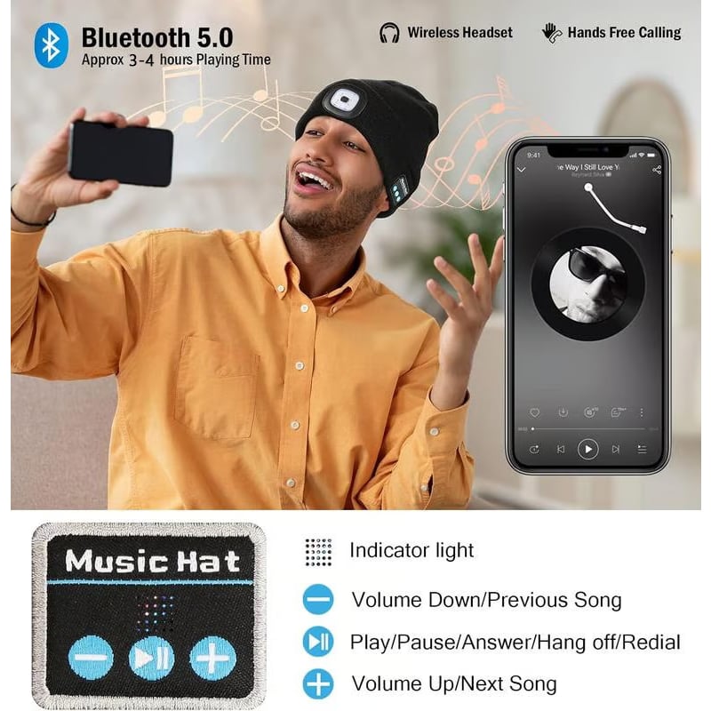 🔥🎄LED Bluetooth Beanie