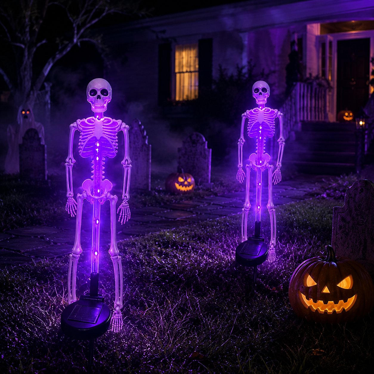 🔥HOT SALE💜💀 Solar Skeleton Yard Stake – Spooky Halloween Outdoor Light Decoration